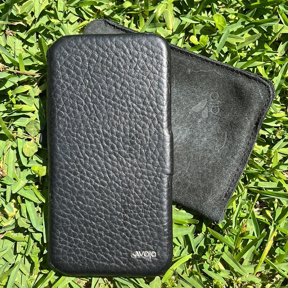 Vaja black iPhone 11 Pro Max folio stand wallet leather case. Magnetic closure.